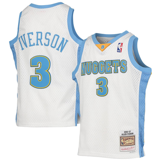 Allen Iverson Denver Nuggets Mitchell & Ness Youth 2006-07 Hardwood Classics Swingman Jersey - White